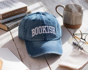 Embroidered Bookish Hat, Cotton Baseball Cap, Book Lover Gift