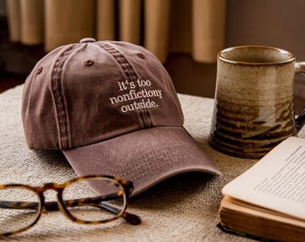 Embroidered Booktrovert Washed Hat: Book Lover Cap, Librarian Gift