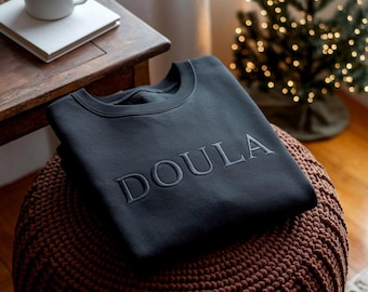 Sudadera bordada de cuello redondo para doula, regalo para parteras
