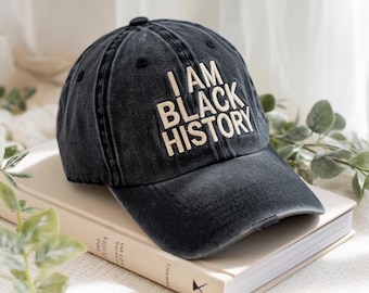 Embroidered I Am Black History Washed Hat Cap