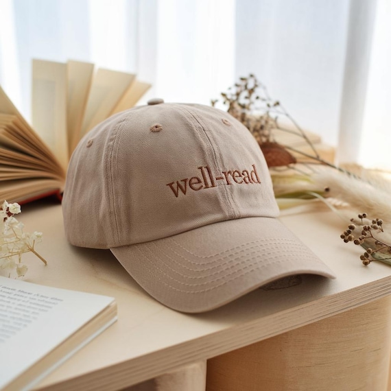 Embroidered Well-Read Cotton Cap, Book Lover Hat