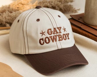 ゲイカウボーイ刺繍入りダッドハット、LGBTQプライドベースボールキャップ
