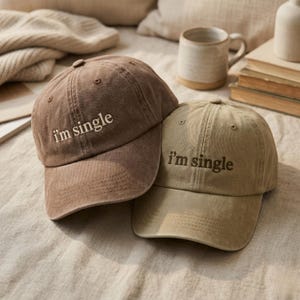 Ich bin Single Gestickte Baseballkappe aus gewaschener Baumwolle, Lustiger Papa Hut