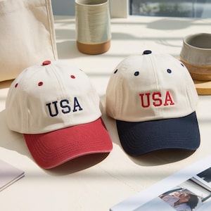 Broderad USA-basebollkeps, patriotisk 4 juli-hatt