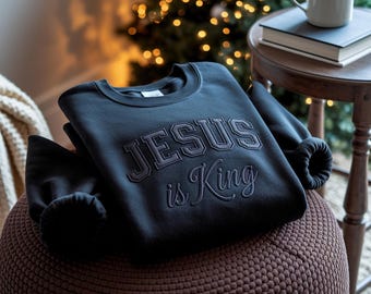 Embroidered Jesus Is King Shirt: Minimalist Christian Apparel