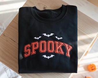 Embroidered Spooky Halloween Sweatshirt | Fall Crewneck Pullover