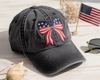 Gorra patriótica con lazo bordado, Gorra "Dios bendiga a América"