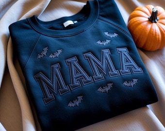 Mama Embroidered Halloween Sweatshirt, Bat Mom Outfit