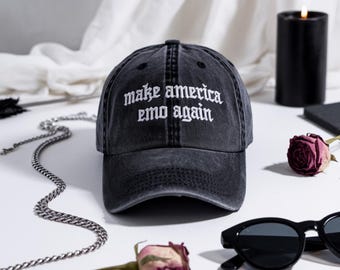 Embroidered 'Make America Emo Again' Dad Hat, Emo Golfer Gift