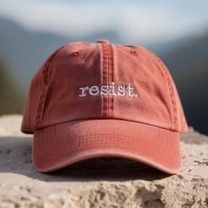 Resist Embroidered Washed Hats FDT Democrat Gift, Political Protest Resist Baseball Cap, Leftist Anti-MAGA Liberal Progressive Hat