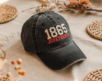 Juneteenth Embroidered Dad Hat, Emancipation Day 1865, Black Cotton Cap