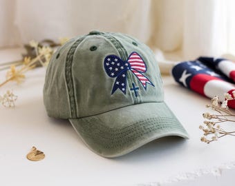 Gorra patriótica con lazo bordado, Dios bendiga a América, 4 de julio