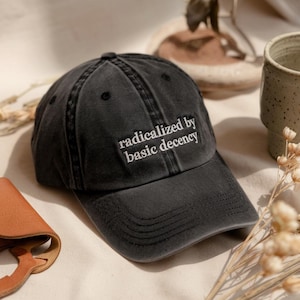 Radicalized By Basic Decency Cap, Embroidered Anti Trump, Social Justice Activist Hat, Social Justice Activist Hat,Save Democracy Resistance