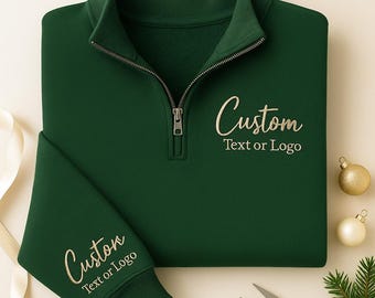 Custom Logo Embroidered Quarter Zip Sweatshirt – Personalized Team Apparel