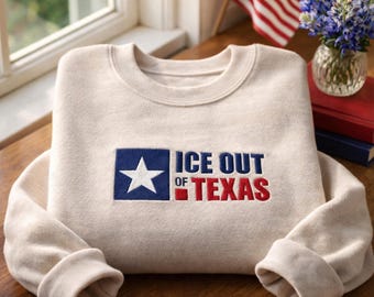 Sudadera bordada de Texas – Diseño Ice Out, prenda de mezcla de algodón.