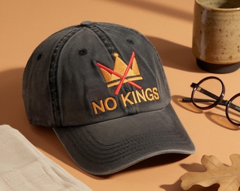 Bestickte No Kings Hat, Politische Widerstandsmütze, Anti Autoritarismus