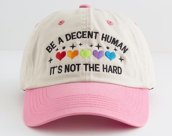 Gorra con corazón LGBT bordado, gorra retro "Be A Decent Human"