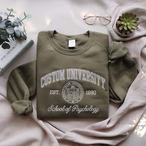 Custom University Sweatshirt, Custom College Embroidered Sweatshirt, University Sweatshirt, University College Sweatshirt Gift, High School
