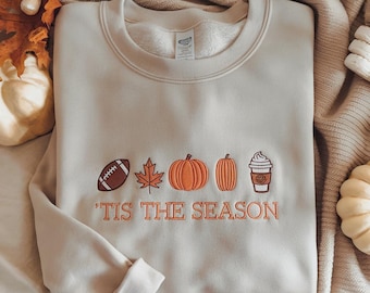 Embroidered Pumpkin Spice Latte Sweatshirt, 'Tis The Season Fall Tee