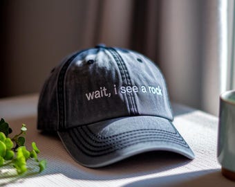Embroidered Washed Cotton Hat, Geologist Gift, Rock Lover Cap