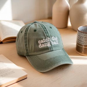Embroidered Catch the Dang Ball Washed Hat, Caps, Trendy Baseball