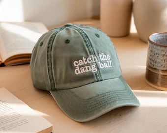 Gorra bordada con la frase "Catch the Dang Ball", estilo lavado, de béisbol de moda