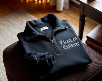 Sweat-shirt brodé avec fermeture éclair sur un quart d'auditeur : cadeau pour thérapeute en santé mentale
