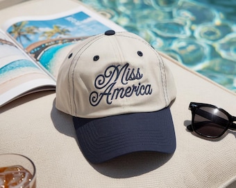 Embroidered Miss America Trucker Hat, 4th of July, Beach Cap