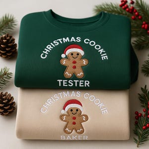 Broderad julkaktröja, pepparkaksbagare Tester Crewneck