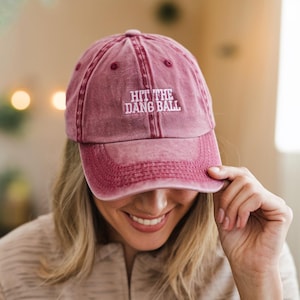 Embroidered Hit the Dang Ball Washed Hat, Caps, Trendy Baseball