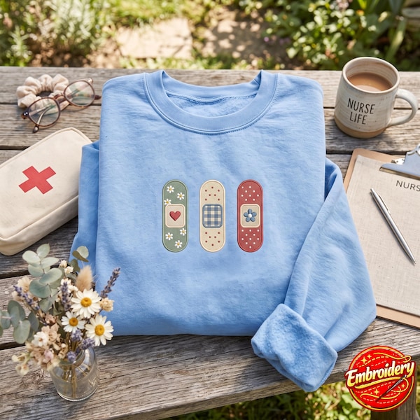 Embroidered Nurse Sweatshirt, Bandage Back To School Gift