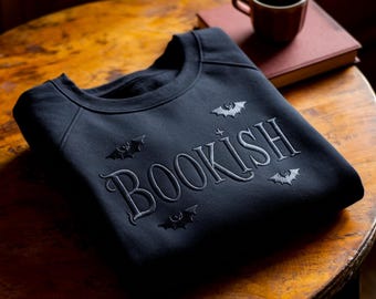 Embroidered Bookish Sweatshirt: Dark Romance, Halloween Bats