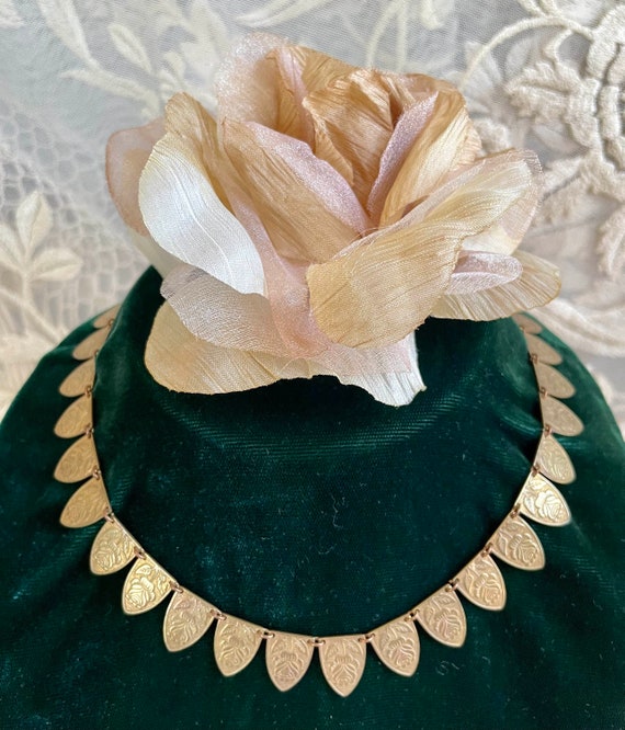 Art Nouveau Brass Rose Necklace