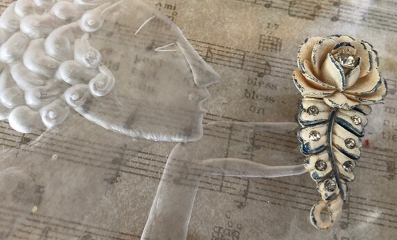 1930's Celluloid Rose Dress Clip