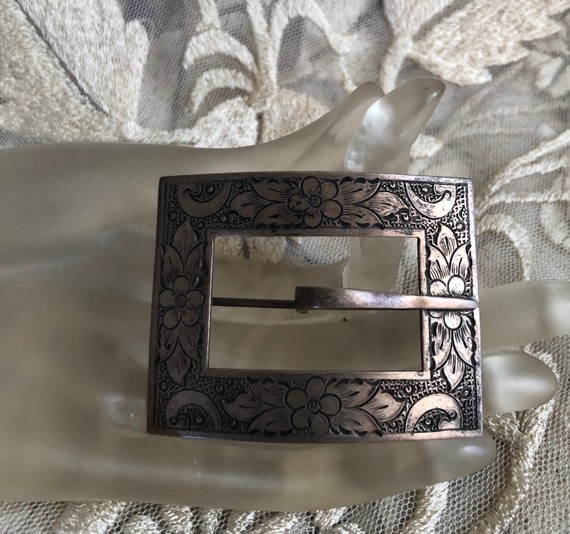 Art Nouveau Silver Toned Sash Pin - image 1