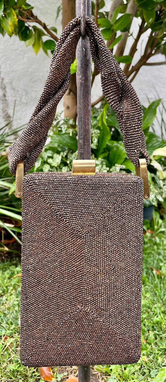 1940's Brown Beaded Box Purse