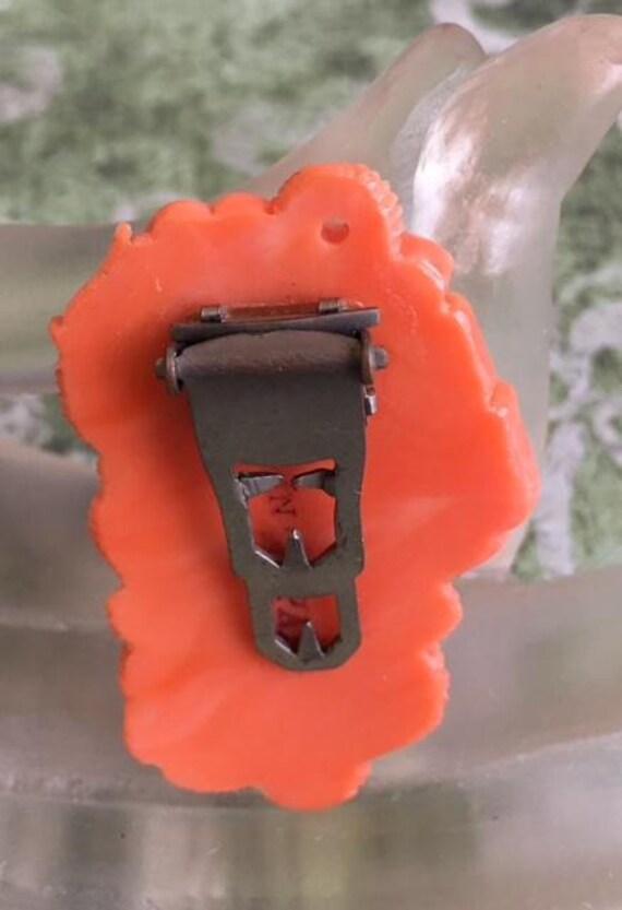 1930's Coral Floral Celluloid Dress Clip - image 2