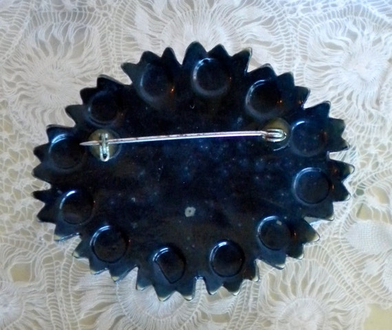 1940's Slate Gray Floral Celluloid Pin - image 2
