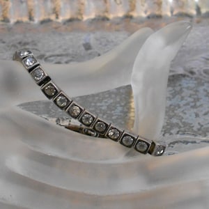 Art Deco Sterling Silver Rhinestone Bracelet image 1