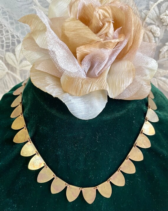 Art Nouveau Brass Rose Necklace - image 7