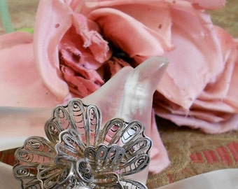 Mexican Silver Filigree Flower Pin