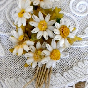 Delicate White and Yellow Shell Daisy Pin