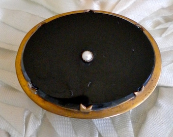 Victorian Black Glass Mourning Pin