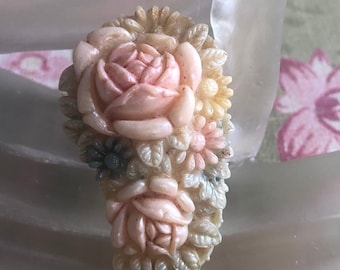 1940's Iridescent Floral Celluloid Brooch