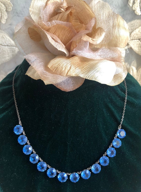 1920's Blue Faceted Crystal Necklace