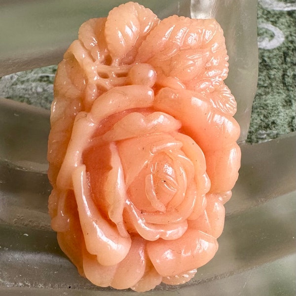 1940's Pale Peach Floral Celluloid Dress Clip