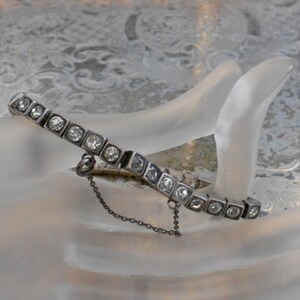 Art Deco Sterling Silver Rhinestone Bracelet image 2