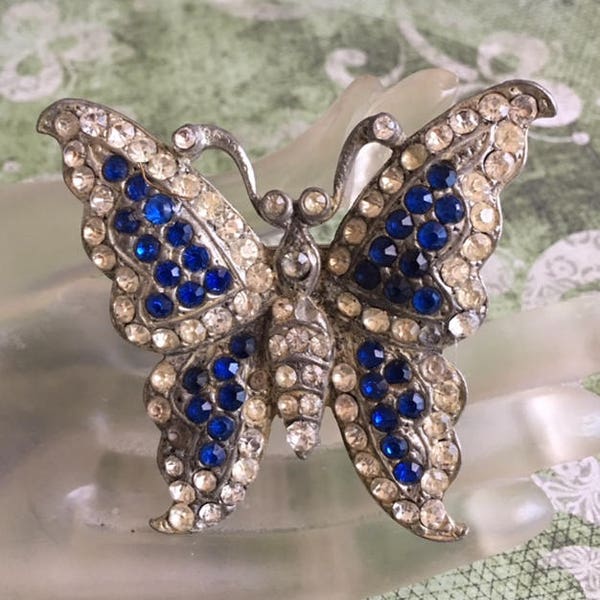 Beautiful Vintage Rhinestone Butterfly Pin