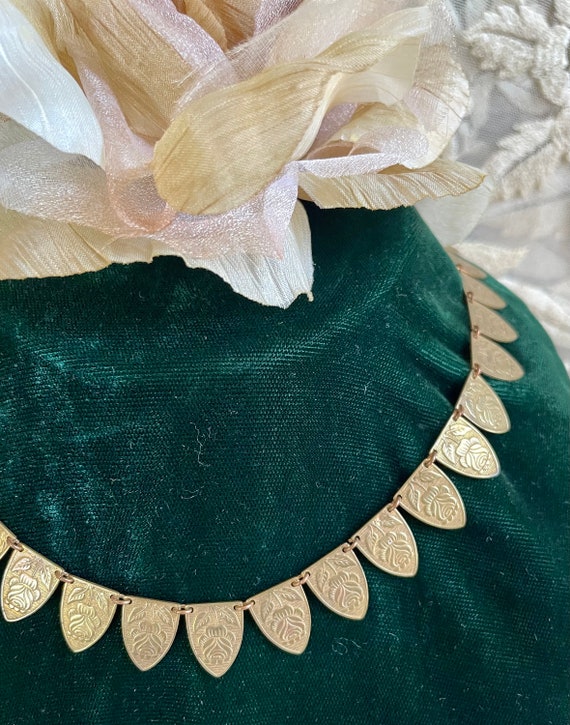 Art Nouveau Brass Rose Necklace - image 3