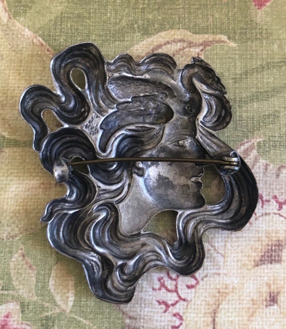 Rare Art Nouveau Lady Pin - image 2